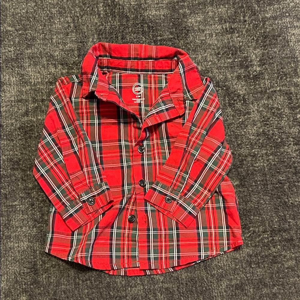 Wonder Nation Red and Black Plaid Button Down Shirt